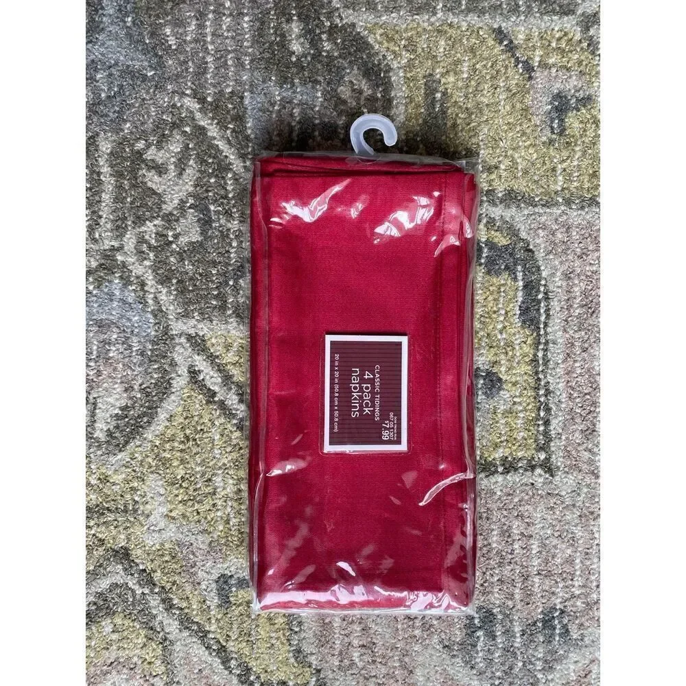 Target Classic Tidings 4 Red Cloth Napkin Set